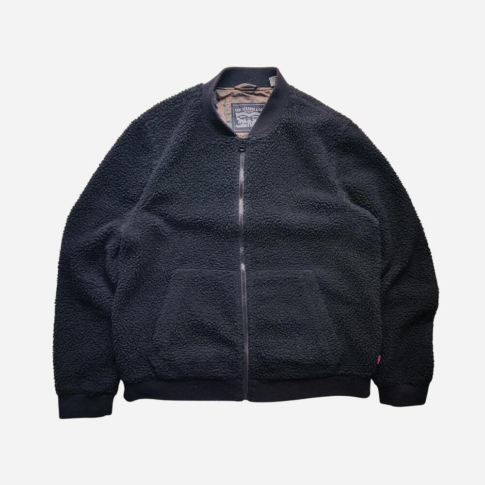 Levi's black Sherpa fleece jacket with camo lining